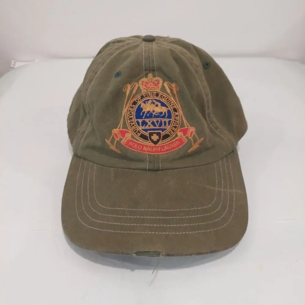 POLO RALPH LAUREN GREEN 100%COTTON EQUESTRIAN Snow Championship HAT Fair As Is